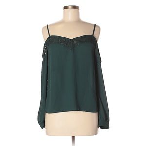 Express Dark Green Cold Shoulder Blouse